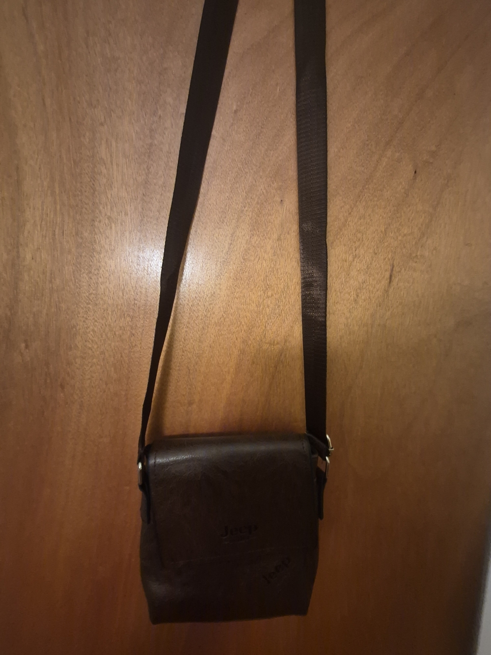 Jeep Dark Brown Leather Messenger Crossbody
